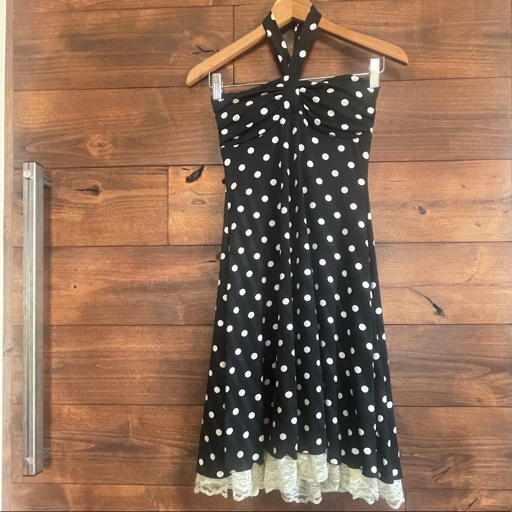 Polka Dot Black White Dress Small
